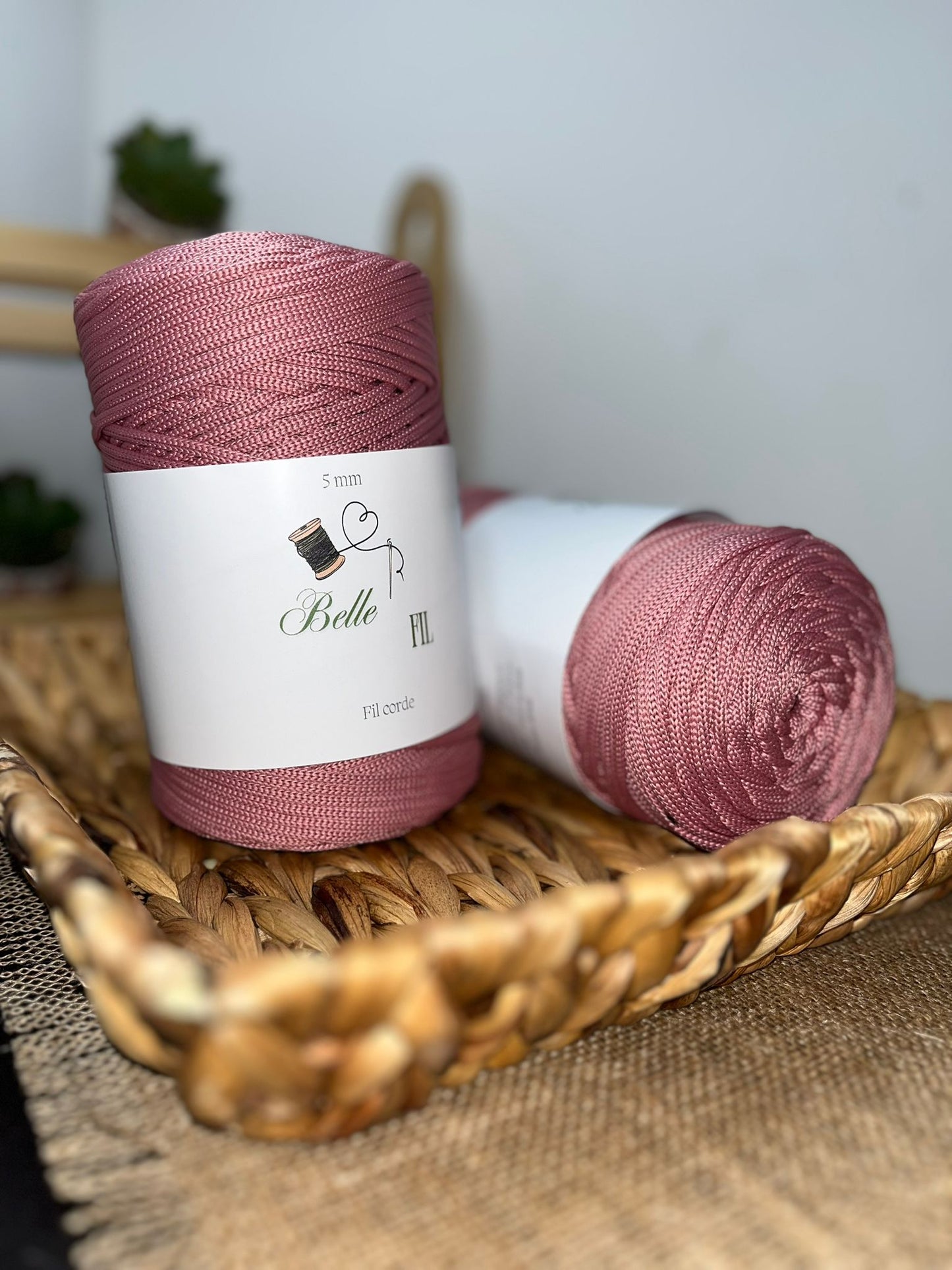 Fil corde rose poudré